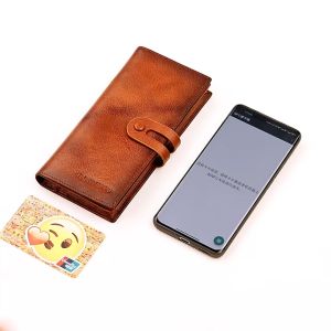 BANYANU Business Men Long Wallet Travel Cow Genuine Leather Money Clip Anti RFID Card Holder Purse for Men 2024 Father Gifts