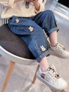 Fashionable Spring Autumn Denim Pants for Girls Baby Clothes Korean Style mid Waist Long Trousers Childrens Fashion