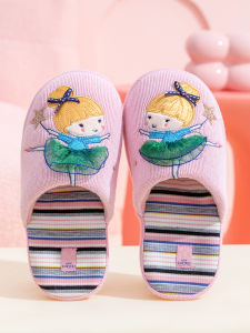 Princess Style Children Cotton Slippers Indoor Anti-Slip Cute Girl Shoes Autumn Winter New 2025 Soft Comfortable Home Slippers