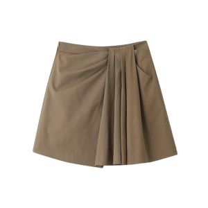 YUEZHONGWEI | Áo thun nữ tay ngắn ôm vừa vặn màu đen kiểu Pháp không đều vai thiết kế mùa hè cổ chữ V không tay áo phong cách đường phố