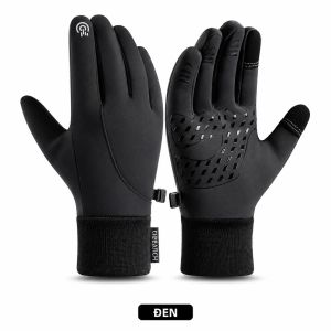 Găng Tay Màn Hình Cảm Ứng Mùa Đông Màu Đen Ấm Áp Chống Trượt Chống Nước Chống Gió Full Finger Đi Xe Đạp Chạy Bộ Găng Tay Thể Thao Ngoài Trời