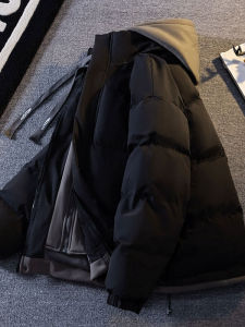 เสื้อแจ็คเก็ตผ้าฝ้ายแบบมีฮู้ดสำหรับผู้ชาย ทรงหลวม ขนเป็ดหนา อบอุ่น ฤดูหนาว เสื้อคลุมกันหนาวแบบลำลอง ทรงหลวม สไตล์ใหม่ 2025