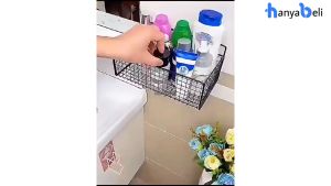HanyaBeli Rak Gantung Kamar Mandi Keramik Rak Dapur Besi Keranjang Tempat Sabun Rak Dapur Serbaguna Tempel Dinding Tanpa Paku Wadah Penyimpanan Kamar Mandi Rak Toilet Rak WC