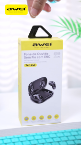 Awei T20 หูฟัง ENC บลูทูธ TWS in EAR หูฟังไร้สายบลูทูธเล่นเกมรองรับ5.4สเตอริโอเสียงเบสไฮไฟพร้อมไมโครโฟนหูฟังไร้สายสัมผัสระบบสัมผัสสำหรับโทรศัพท์มือถือ iPhone 15 14 Pro