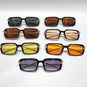 New Fashion Alloy Small Rectangle Knot Sunglasses for Women Vintage Brand Square Sun Glasses Men Ladies Black Driving Eyewear
