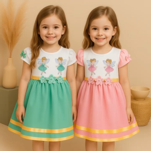 Dress Anak Pesta Perempuan Cantik usia 1-12 Tahun Bahan Kaos Scuba dan Satin 4213
