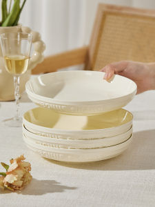 Carved Underglaze Ceramic Plate Dishware