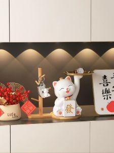 New Chinese Style Cat Money Box Key Coin Storage Shoe Cabinet Decorations Moving Gift Practical Handmade Resin Animal Shape