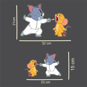 (HÌNH THẬT) Hình Dán Tom và Jerry đã tiêm vaxin kháng nước decan dán kính xe dành cho xe oto xe máy xe đạp điện