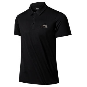 Jeep | Jeep Mens Quick Dry Polo Shirt Outdoor Breathable Round Neck Short Sleeve Official Collar Lightweight Comfortable Cotton Blend