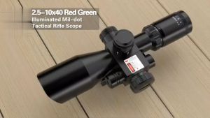 【Shipping From Philippines/COD】100% Original Tactical 2.5-10x40 Scope Red Green Illuminated Scope Optical Sight Scope with Red Laser Combo for 20mm