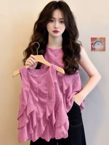 V.C.I | French Style Refined Raspberry Pink Sleeveless Blouse