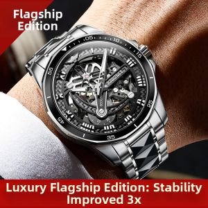 Automatic Mens Mechanical Watch Hollow Steel Strap