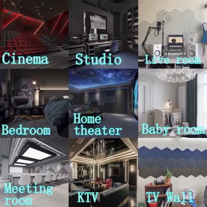 12Pack Acoustic Panels Sound Proof Padding Bevled Edge Polyester Fiber Panels High Density Acoustic Treatment Wall Decoration for Home Office Studio 30*30*1cm