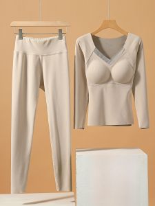 ZISU | Thermal Underwear Set For Women With Chest Pad Graphene Heating Thermal Insulated
