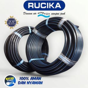 pipa hdpe selang air rucika ukuran 32mm atau 1 inch PN 16 panjang 100 meter berkualitas