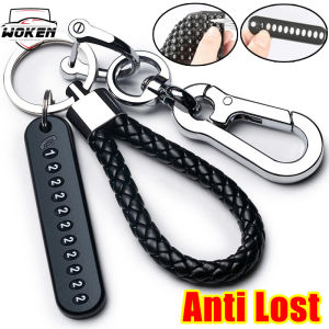 【WOKEN】móc khóa xe hơi móc khóa biển số chống thất lạc dây thừng bện mặt dây chuyền vòng đeo chìa khoá Mặt dây chuyền kim loại Nhẫn hở móc khóa tiếp xúc sáng tạo