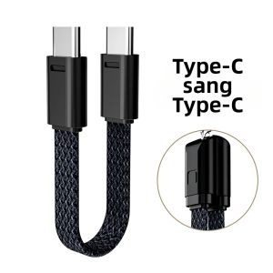 elough | Cáp USB C Ngắn 16.5CM 60W Type C To Type C Sạc Nhanh Móc Khóa Dành Cho iPhone 15 16 Samsung Xiaomi Power Bank - Cáp Bện Dẫn Điện Cao Cấp