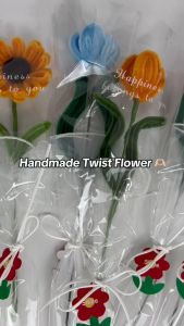 Handmade Chenille Stems Twist Flower Tulip Twisted Stick Bouquet for Wedding Teacher Birthday Hadiah Bunga Dawai Bulu