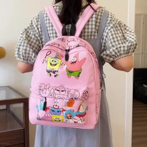 LaNew cute cartoon SpongeBob SquarePants backpack cartoon girl boy gift school bag student gift