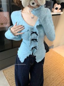 GUZILIAN | Sweet And Spicy Girl Long Sleeve Knitted Top Womens Autumn Winter Slim Fit Base Layer Shirt Inner Wear Fashion Design Sense