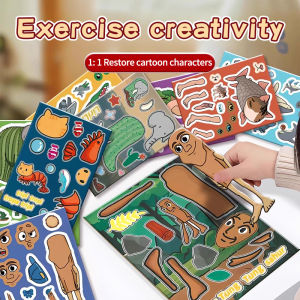 8 Sheets Tralalero Tralala Stickers Italian Brainrot Stickers Children DIY  Make a Face Puzzle Funny Assemble Jigsaw Sticker