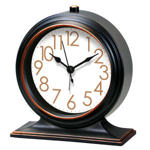 Classic Desk Clock Light Luxury Black Frame Vintage Alarm Clock Bedroom Living Room Office Loudspeaker Mute Desktop Decoration