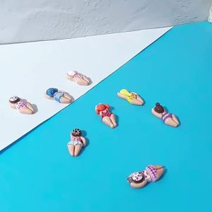 7/14PCS Cute Bikini Girl Swimming Mini Resin Figurines Hand-Painted for DIY Art Craft Home Shelf Ornament Kids Gifts