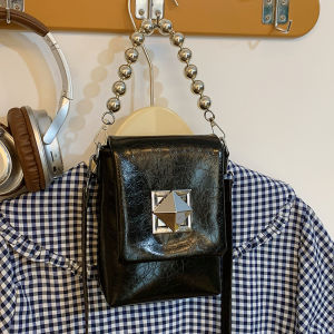 Summer New Silver Mobile Phone Bag Womens Crossbody Handbag Small Square Bag Premium Sensation Elegant Korean Style PU Leather