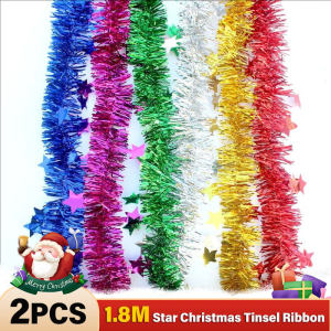 🎄พวงมาลัยแถบสี2024ใหม่คริสต์มาสยาว2เมตรประดับด้วยเลื่อมแวววาวแบบทำมือพร้อมจี้แขวนต้นคริสต์มาสสำหรับงานแต่งงานปีใหม่ของตกแต่งบ้านริบบิ้นตกแต่ง