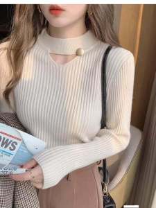 Half Turtleneck Knitwear Women's Autumn New Design Sense Bottoming Shirt Fall and Winter Inner Wear Slimming Sweater Fancy Tops