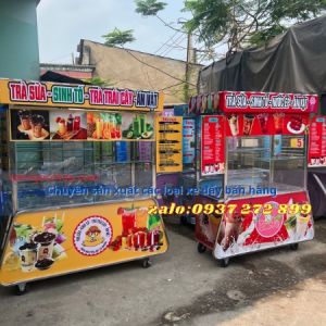 Xe trà sữa nước ép giá rẻ gia công tại xưởng miễn phí trang trí