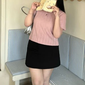 plus Size Womens Black Woolen Mini Skirt High Waist Slimming Straight A-Line Skirt Bodycon Half-length Spring Autumn Korean Style