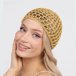 Womens Handmade Mesh Hat Crochet Wig Cap Fashion Solid Color Hair Care Bonnet