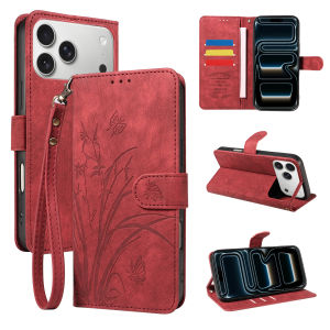 Faux Leather Phone Case for IPhone 17e 16 15 14 13 12 11 Pro Plus Pro Max with Lanyard & Magnetic BuckleShockproof Phone Cover