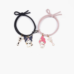 Ready Stock 1 Set Couple Sanrio Bracelet Cute Cartoon Gift Friendship Charms Elastic Rope Jewelry for Best Friends Lovers