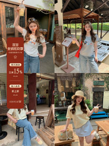 Herwear plus Size Womens T-Shirt Collection Three Colors Multi-Styles Shoulder-Length Design Slimming Print Casual Tops