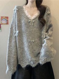 2026 Fashion Style All-match Lethargic Lace V-neck Sweater