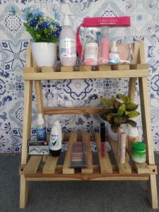 Rak Susun 2 Lipat Serbaguna Kayu Tempat Sepatu Bunga Kosmetik Alat dapur 48 x 55