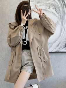 Slimming British Style Womens Coat Small Size Waist-Cinching Jacket Spring Autumn Fashionable plus Size MM Street Style