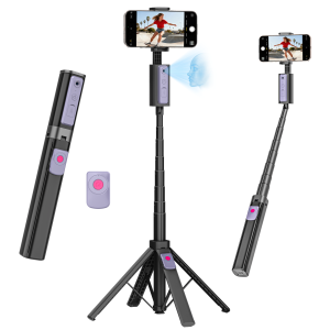 FUNME  Auto Face Tracking Tripod for iPhone with Light 59 Selfie Stick Tripod with Remote 360 Rotation That Follows Your Movement Cell Phone Holder Stand for Video Recording/Content Creators/Vlog