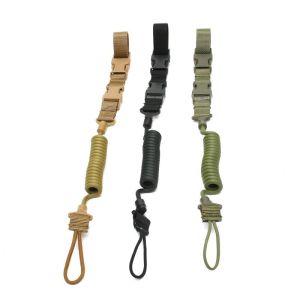 Anti-lost Elastic Lanyard Rope Tactical Spring Safety Strap Rope For Chain Flashlight Key Ring Hunting Accessories