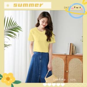 เสื้อผ้า QXshop พร้อมส่งใหม่ 🔥 สำหรับสุภาพสตรี และยืดแขนสั้น 💃 บรรทัดใหม่ 💄 เข้ารูปสีพื้น 👠 👞