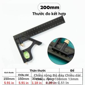 Thước Đo Đa Năng Kết Hợp Thước Đo Góc 150/200/250mm Thước Đo Góc Di Động Thước Đo Độ Nghiêng Dụng Cụ Chế Biến Gỗ