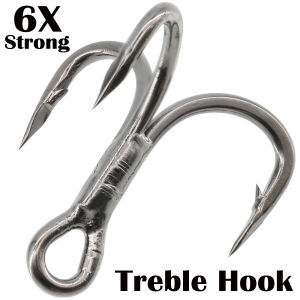6X Black Treble Hooks 20-100pcs Saltwater Strong Triple Fishing Hooks Replacement Hook for Lures