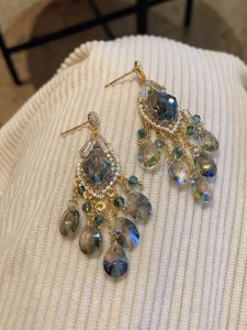 Handmade Gradual Imitation Crystal Tassel Earrings Ethnic Fashion Long Women 925 Silver Needle Drop Earrings Jewelry