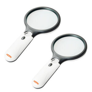 White Magnifying Glass Handheld 45X Magnifier With 3 LED Light For Reading Magnifying Glass Jewelry Loupe