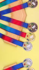 EELHOE | New 1Pc Metal Badminton Award Medals With Neck Ribbon Gold Silver Bronze Prizes Award Medal For Kids Sports Competition GamesAcc
