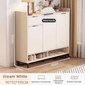 Modern Cream Style Entryway Shoe Cabinet