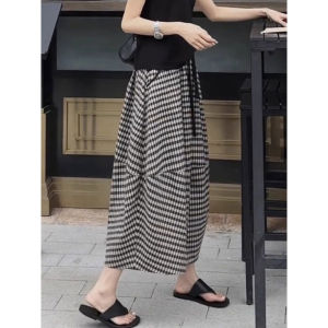 Stylish Slimming A-Line Checkered High-Waist Skirt